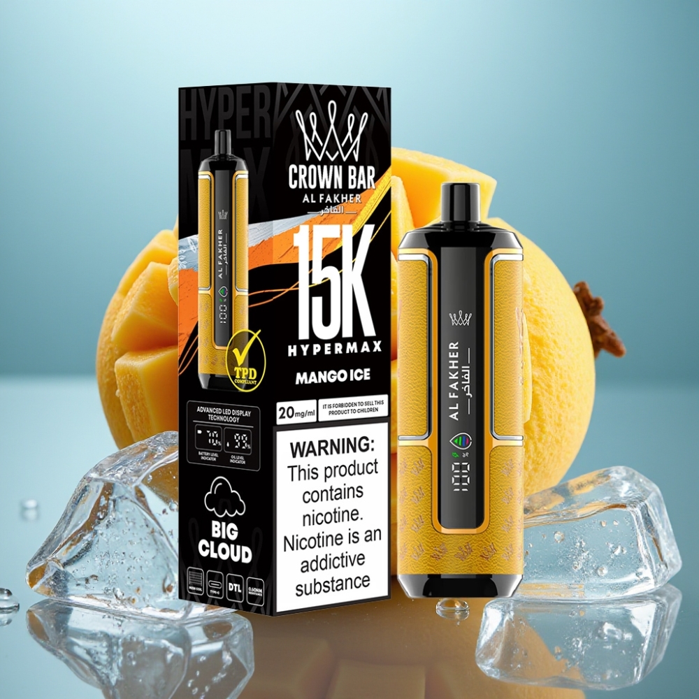 Al Fakher Crown Bar 15K Hypermax Descartável Manga Gelada 22ml 15K Puffs