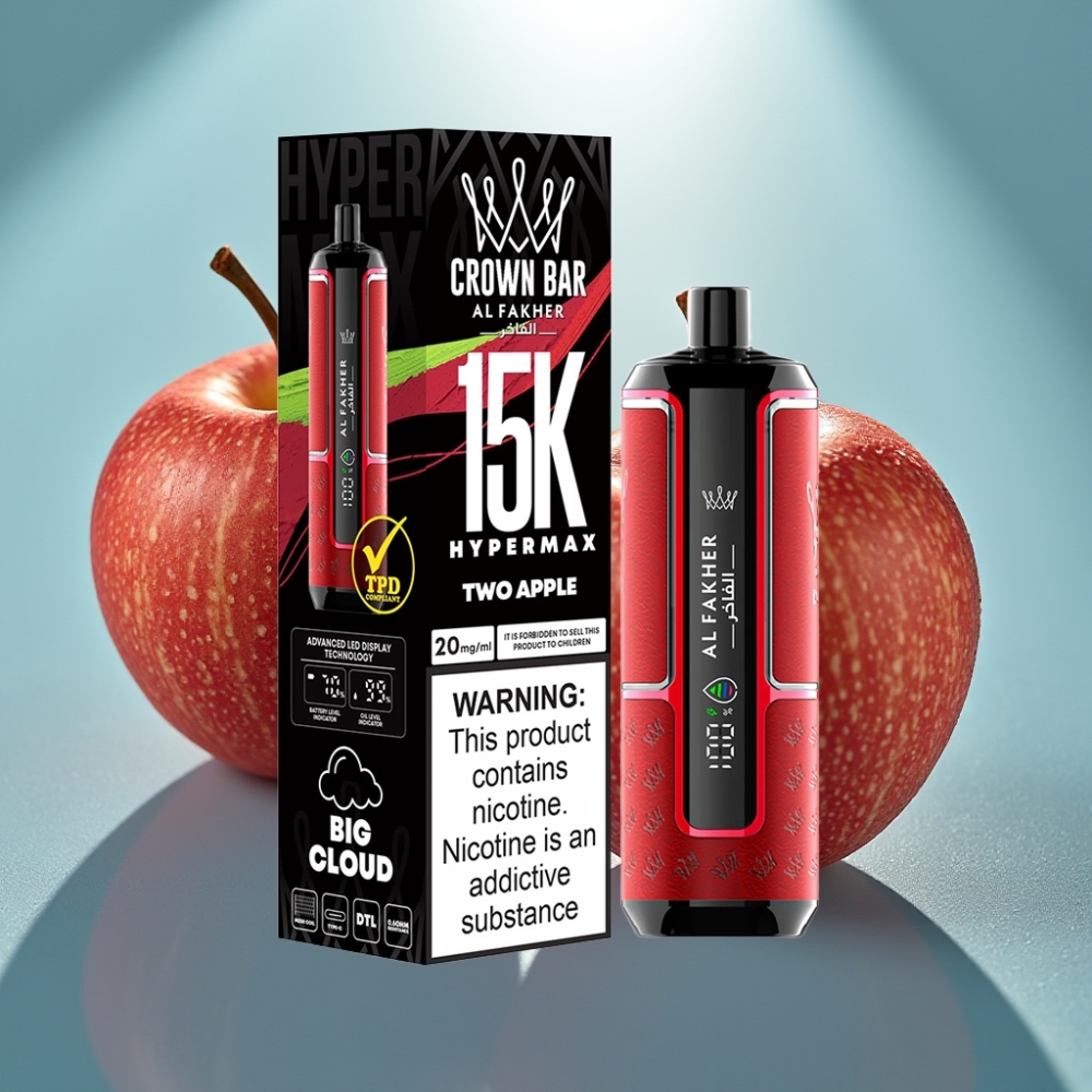 Al Fakher Crown Bar 15K Hypermax Disposable - Duas Maçãs - 22ml 15K Puffs