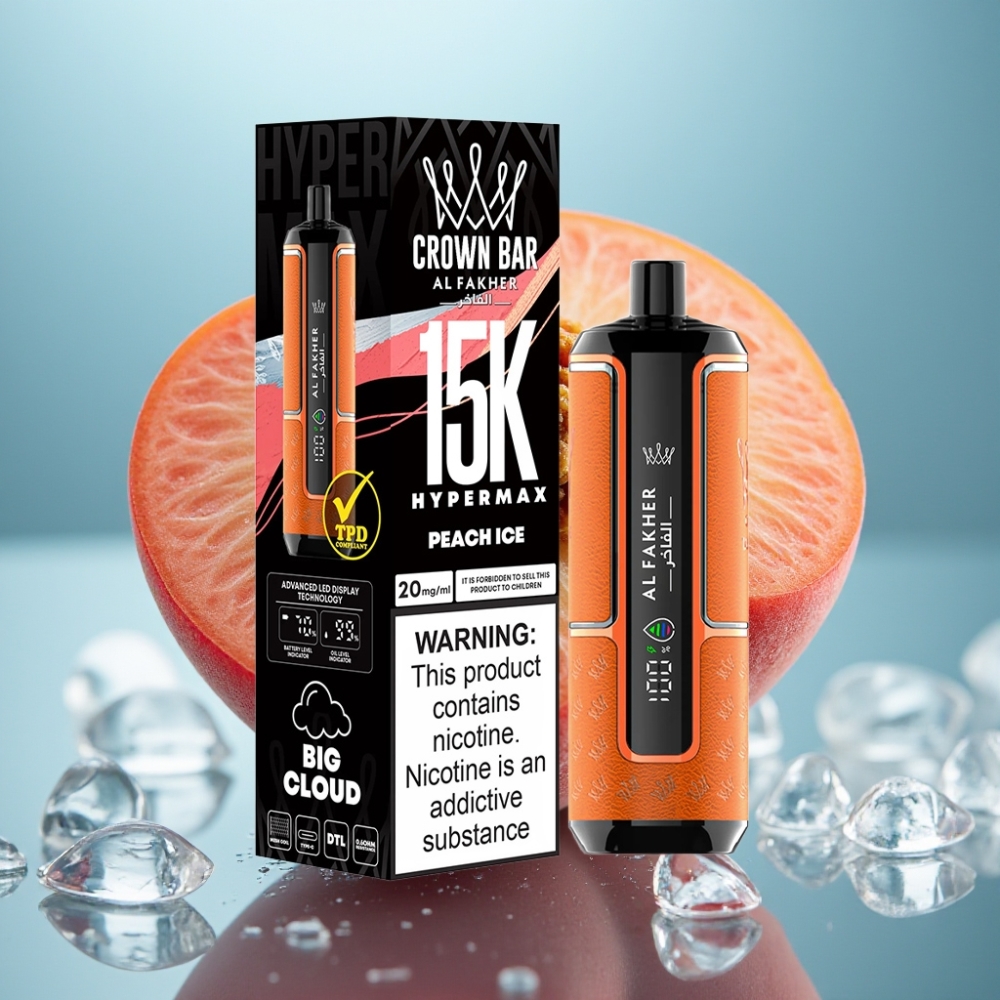 Al Fakher Crown Bar 15K Hypermax Disposable - Pêssego Gelado 22ml 15K Puffs