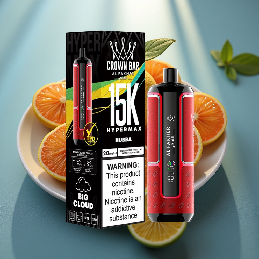 Al Fakher Crown Bar 15K Hypermax Disposable Vape Kit Hubba - 22ml 15K Puffs 6mg