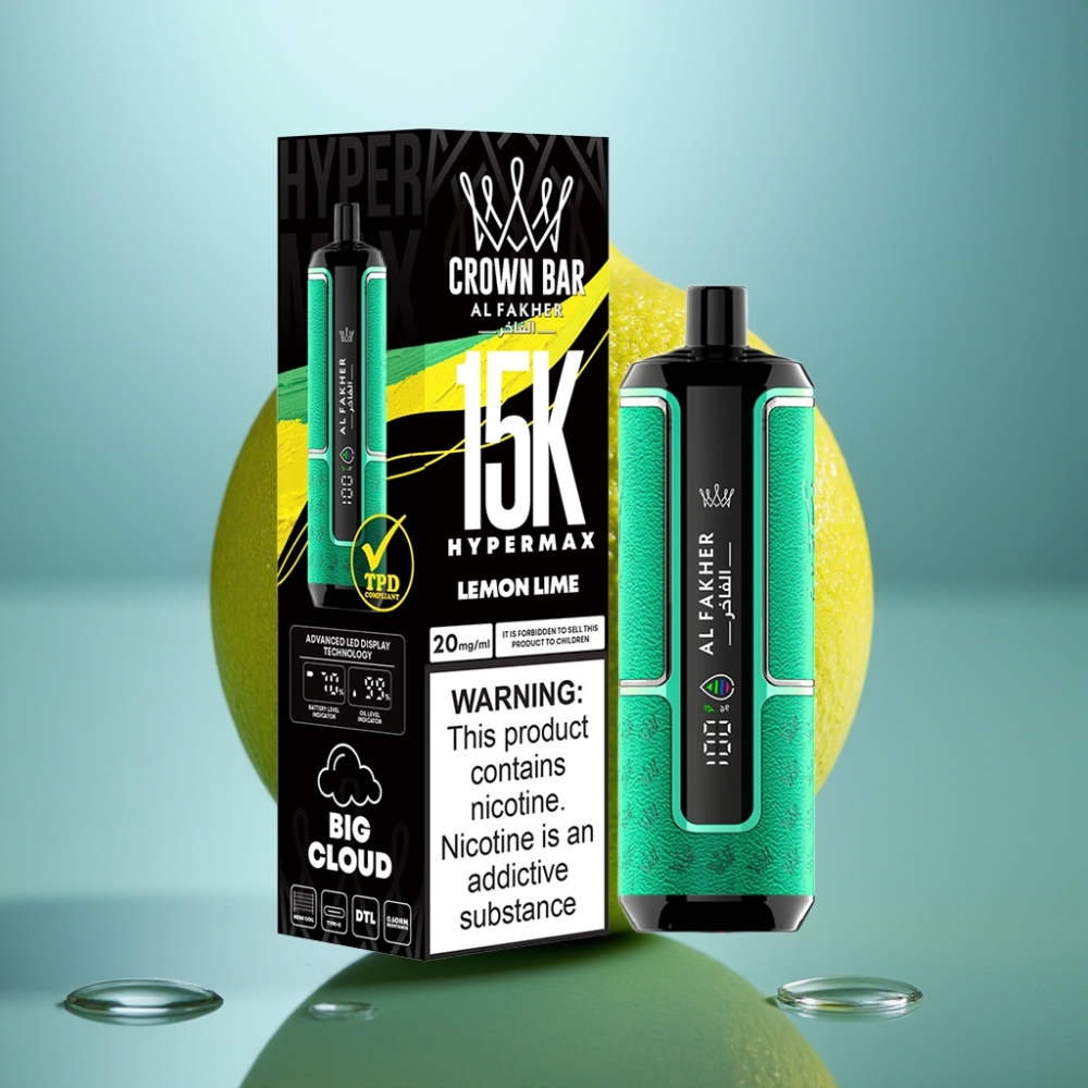 Al Fakher Crown Bar 15K Hypermax Disposable Vape Kit Limão Lima 22ml 15K Puffs