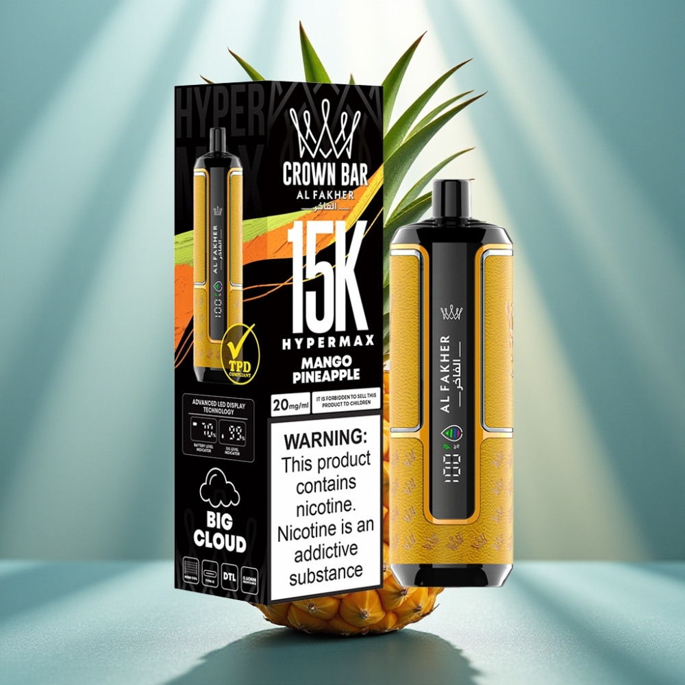 Al Fakher Crown Bar 15K Hypermax Disposable Vape Kit Manga Abacaxi