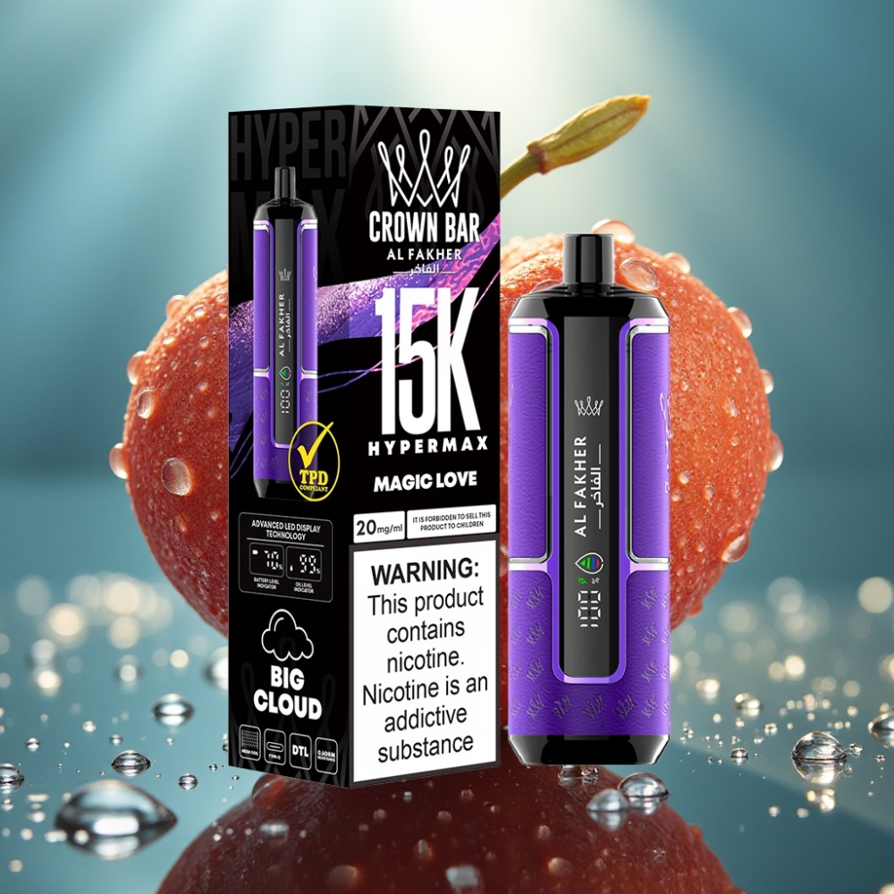Al Fakher Crown Bar 15K Hypermax Vape Descartável 22ml 6mg - Amor Mágico