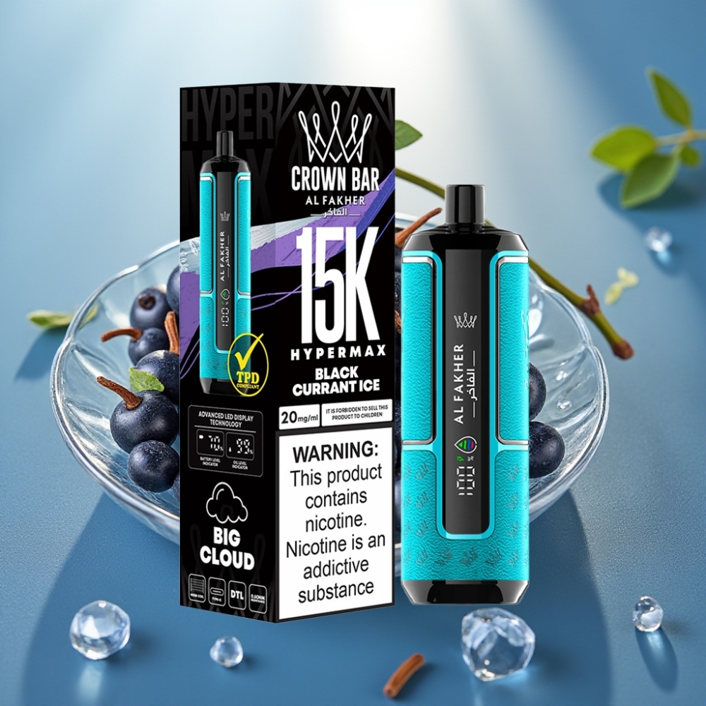 Al Fakher Crown Bar 15K Hypermax Vape Kit 22ml 15K Tiros Groselha Gelo