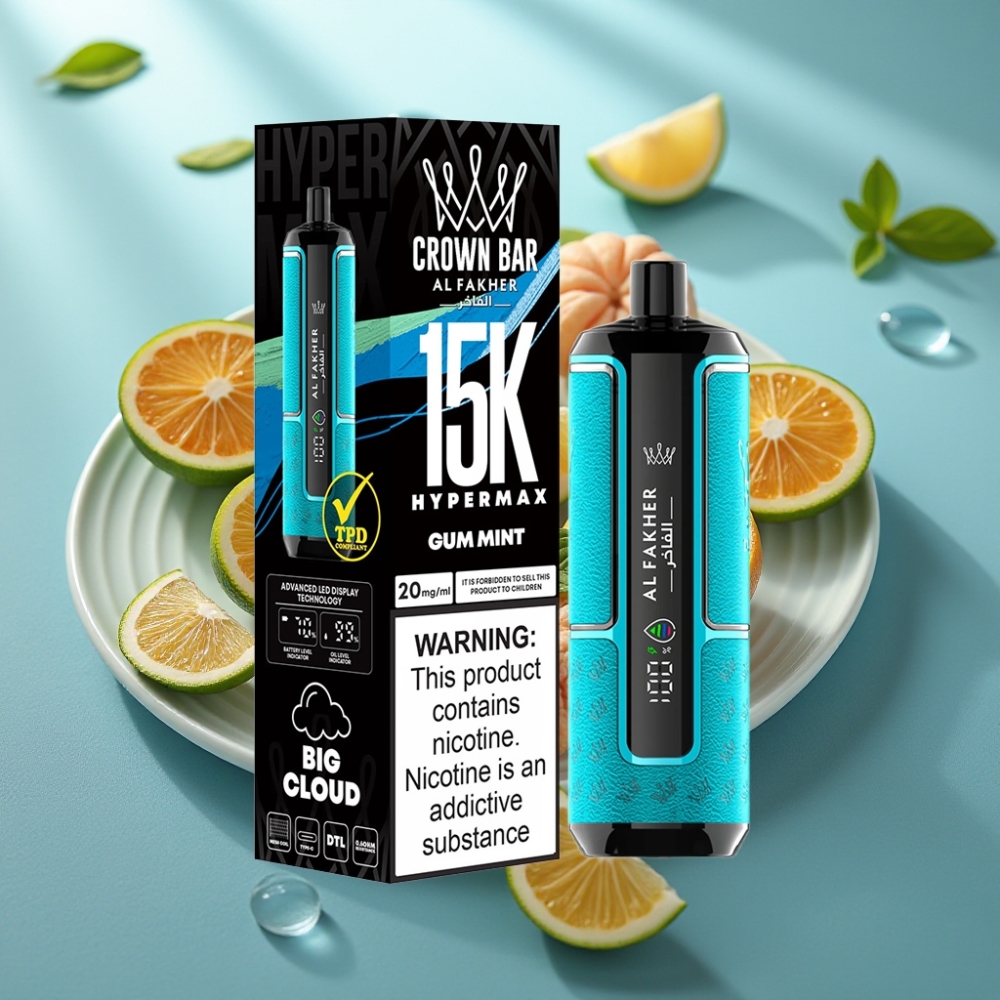Al Fakher Crown Bar 15K Hypermax Vape Kit 22ml Goma Menta