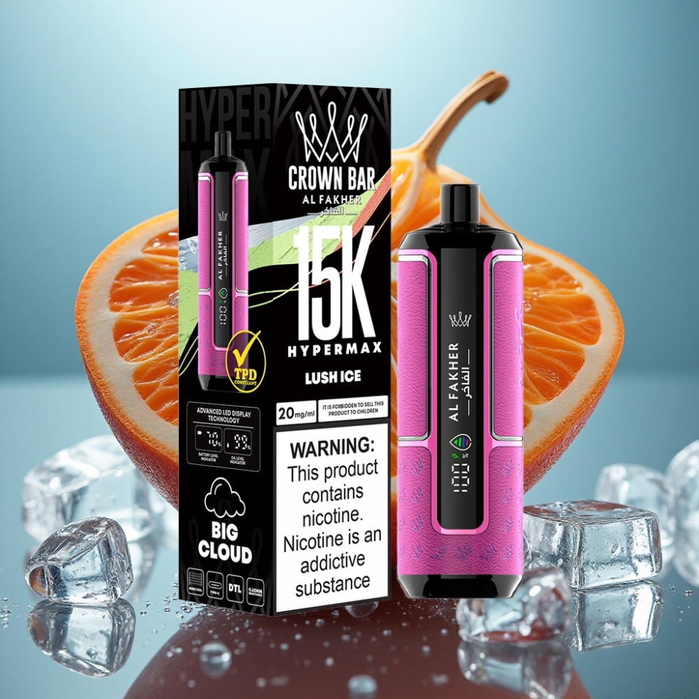 Al Fakher Crown Bar 15K Hypermax Vape Kit Gelo Luchino 22ml 15K Puffs