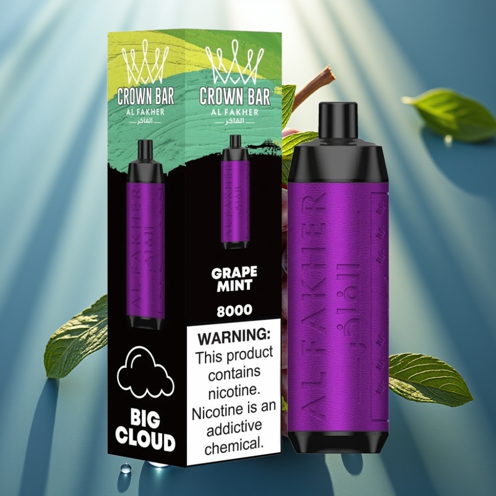 Al Fakher Crown Bar 8000 Crystal Descartável - Uva Menta 18ml 8000 Puffs