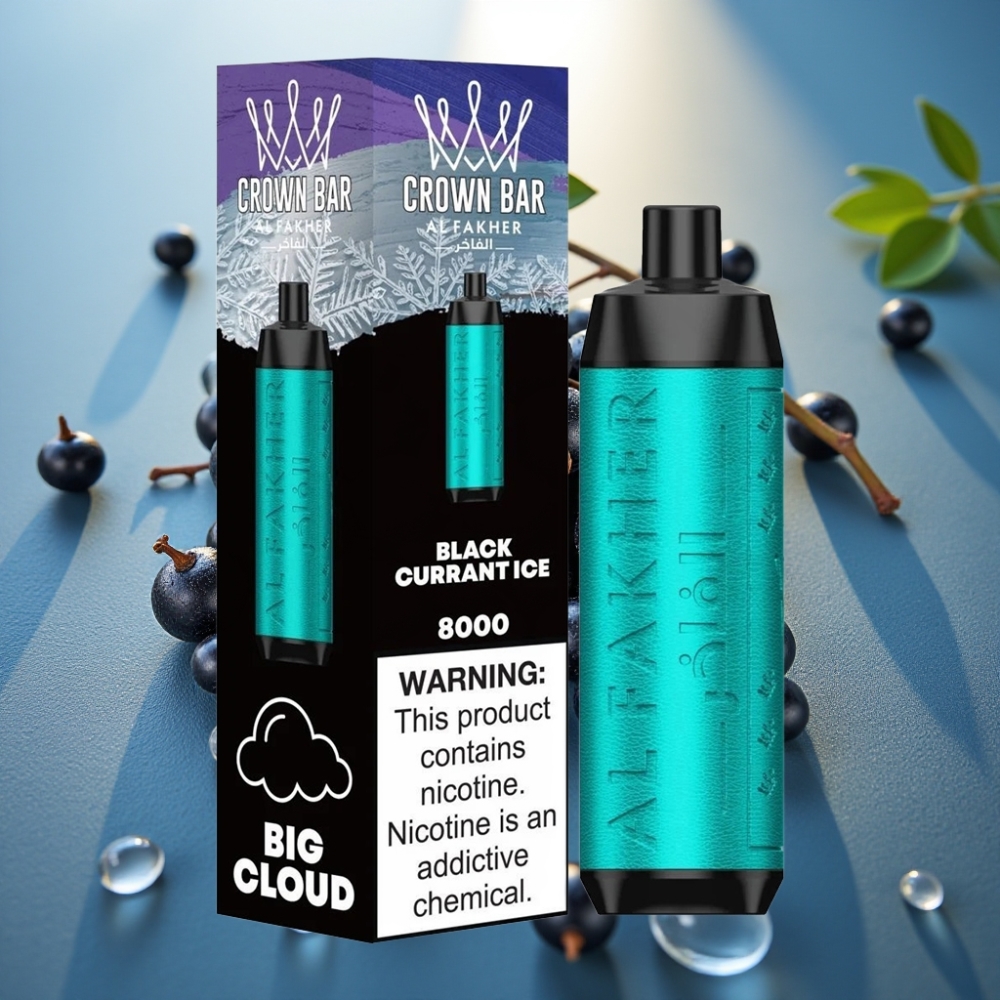 Al Fakher Crown Bar 8000 Crystal Vape Desc Black Currant Ice 18ml 8000 Puffs