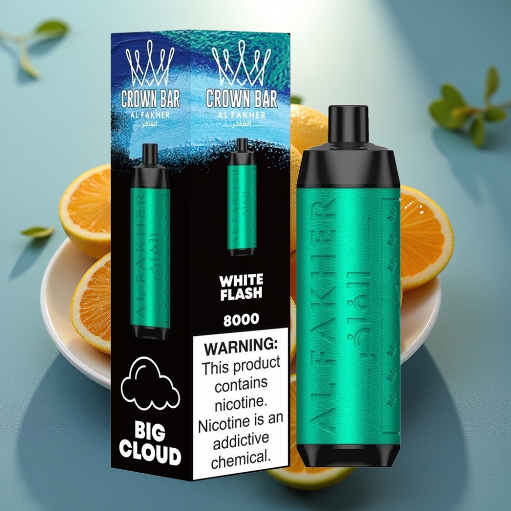 Al Fakher Crown Bar 8000 Crystal Vape Descarga Branca - 18ml 5mg 8000 Puffs