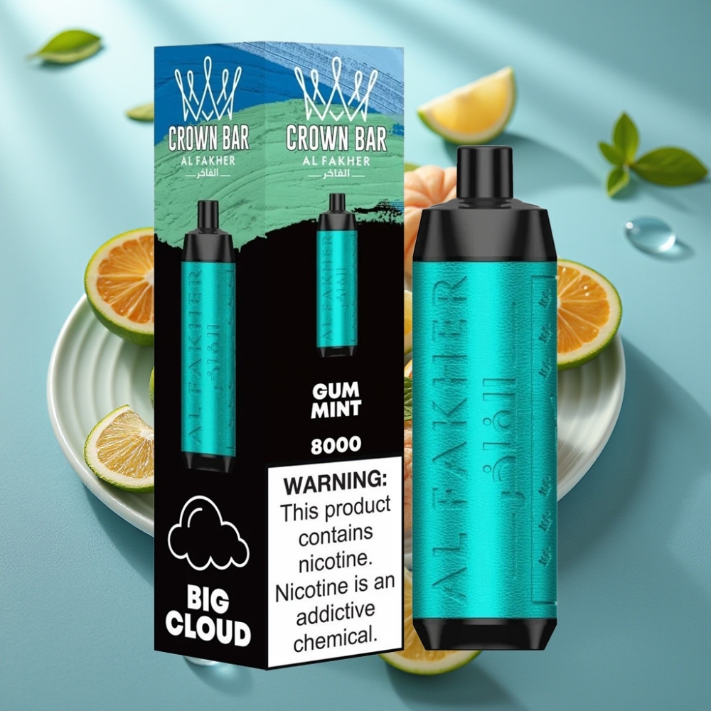Al Fakher Crown Bar 8000 Crystal Vape Descartável 18ml Gum Mint