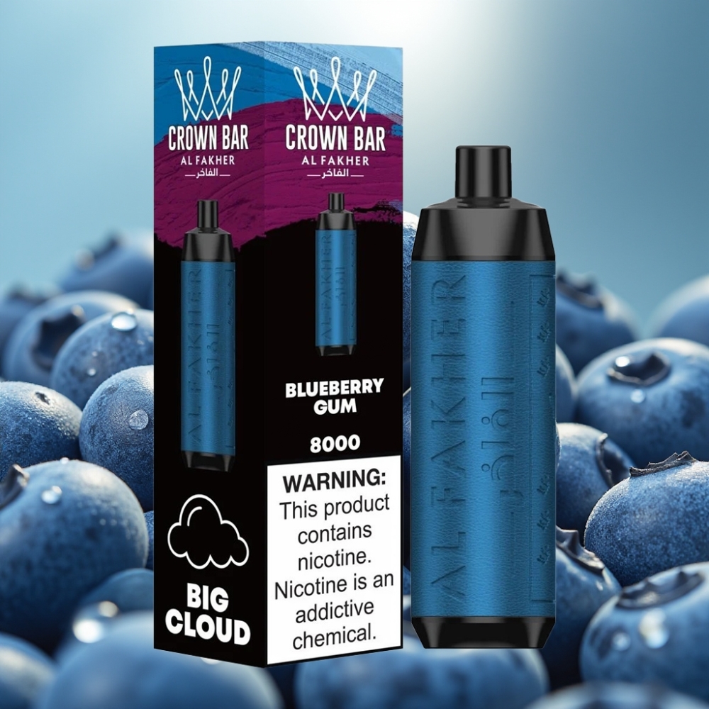 Al Fakher Crown Bar 8000 Crystal Vape Descartável Chiclete de Mirtilo – 18ml 5mg 8000 Tragadas