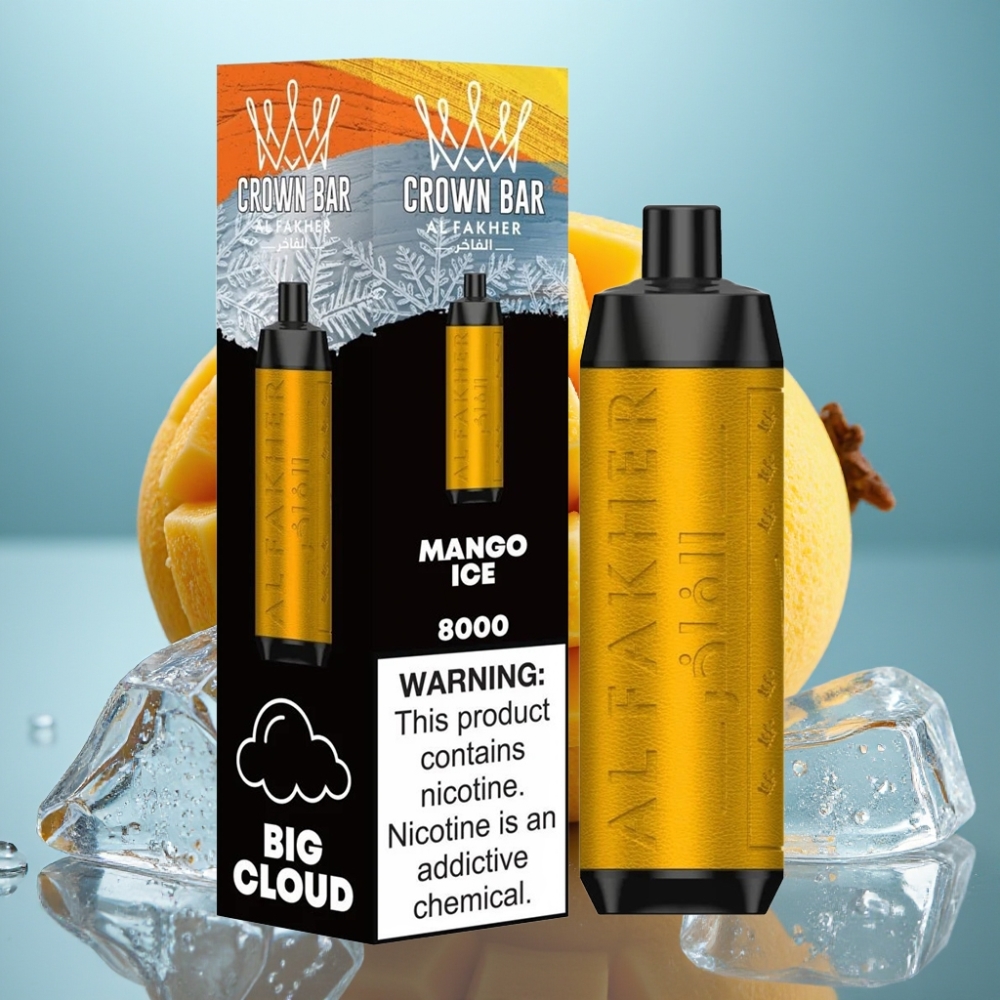 Al Fakher Crown Bar 8000 Crystal Vape Descartável Manga Gelo 18ml 8000 Puffs