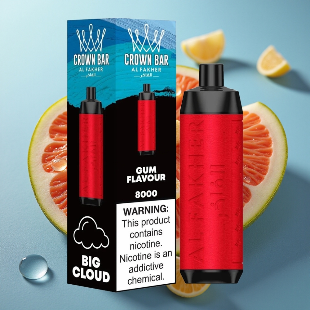 Al Fakher Crown Bar 8000 Crystal Vape Descartável Sabor Chiclete 18ml 8000 Tragadas