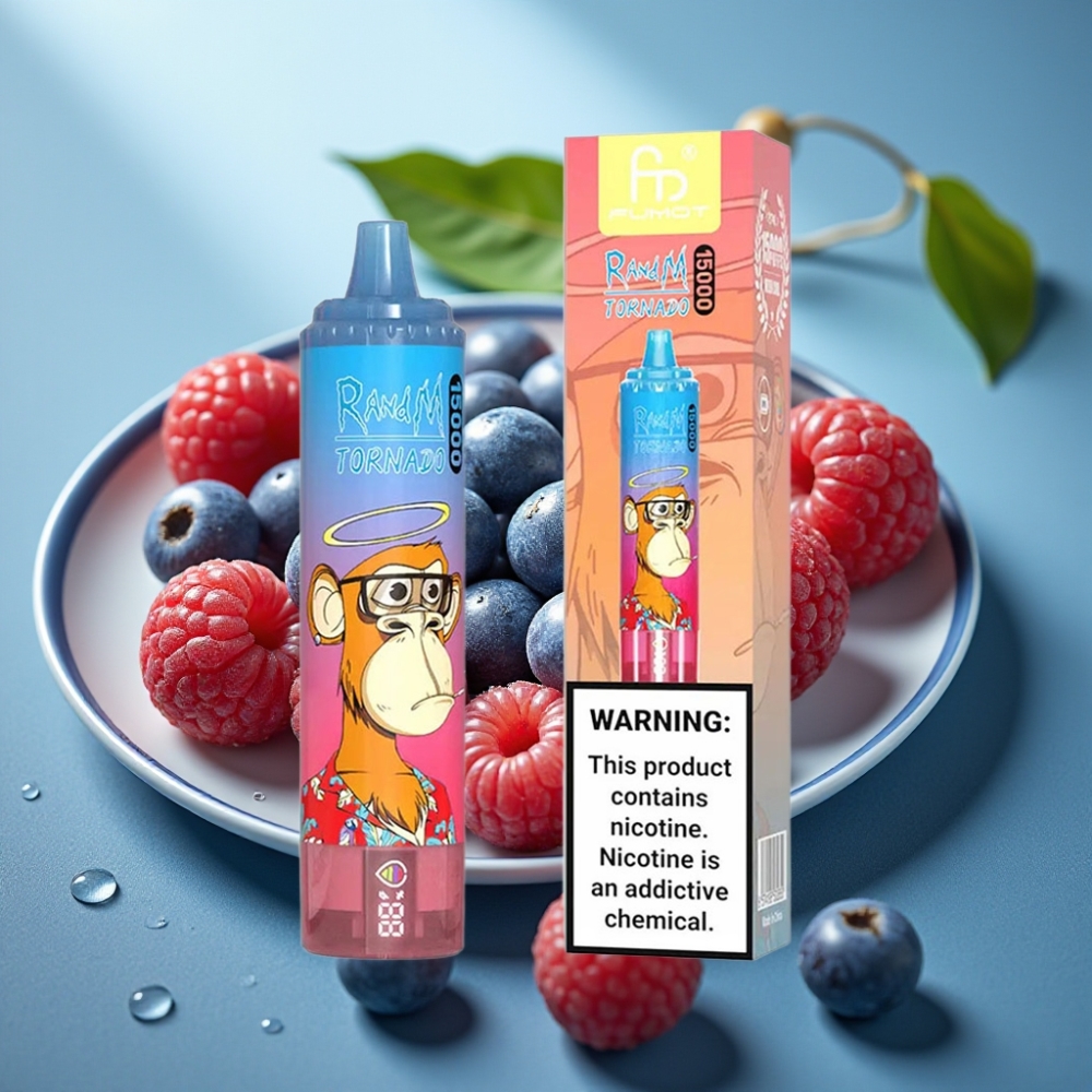 Fumot RandM Tornado 15000 Puffs 25ml Blue Razz Cherry USB-C LCD
