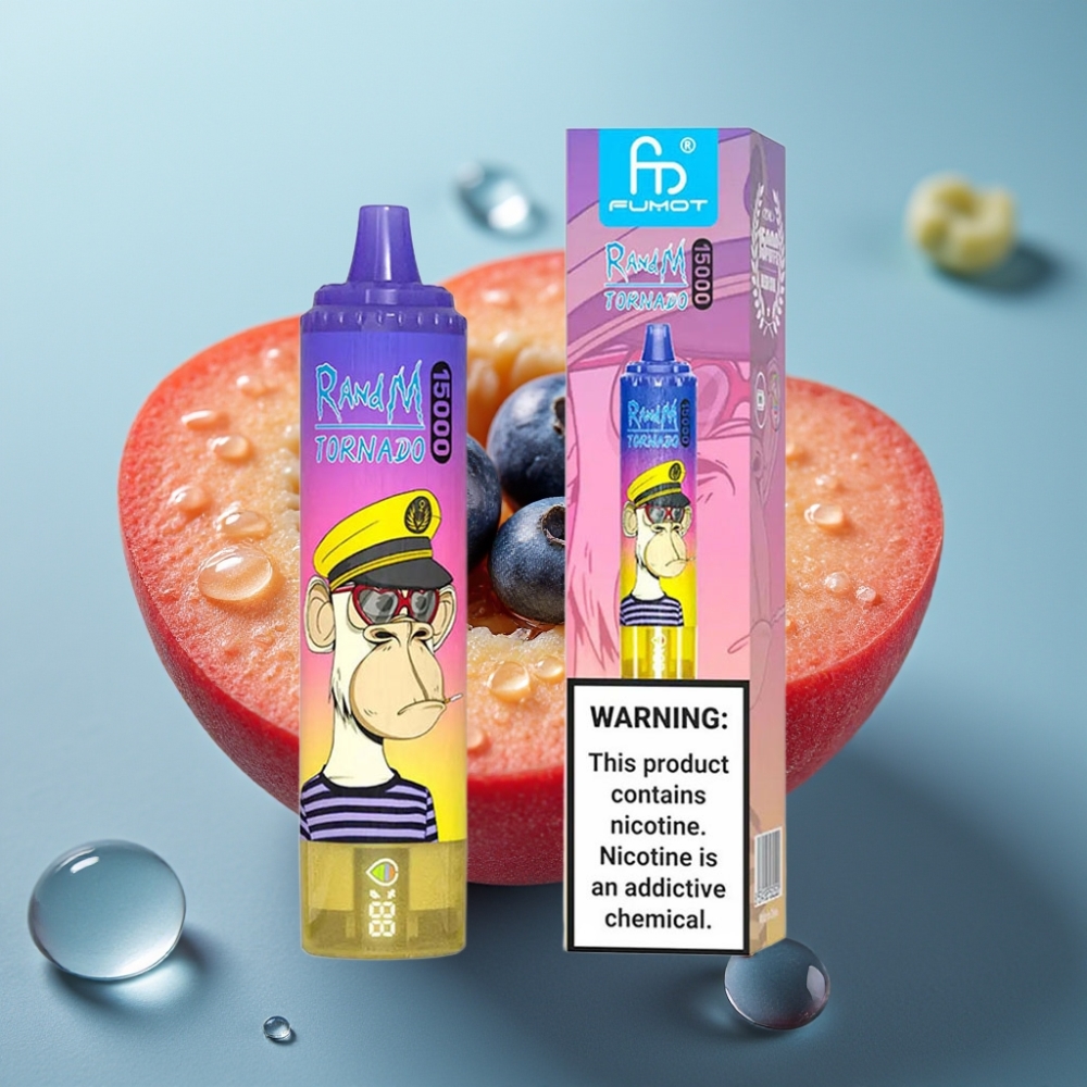 Fumot RandM Tornado 15000 Puffs 25ml Pêssego Blueberry Doce USB-C