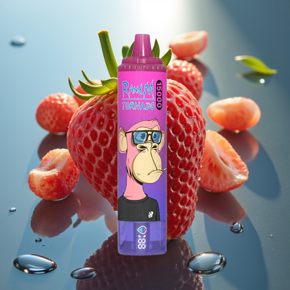Fumot RandM Tornado 15000 Puffs Morango Uva 25ml Mesh 850mAh Tipo-C