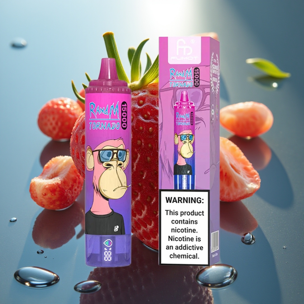 Fumot RandM Tornado 15000 Puffs Morango Uva 25ml Mesh 850mAh Tipo-C