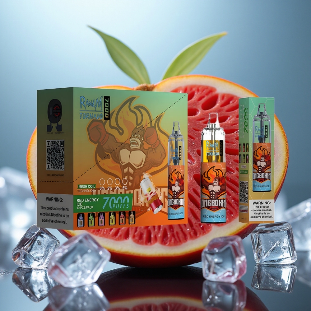Fumot Tornado 7000 Disposable Vape Energia Vermelha Gelo 14ML 850MAH Mesh