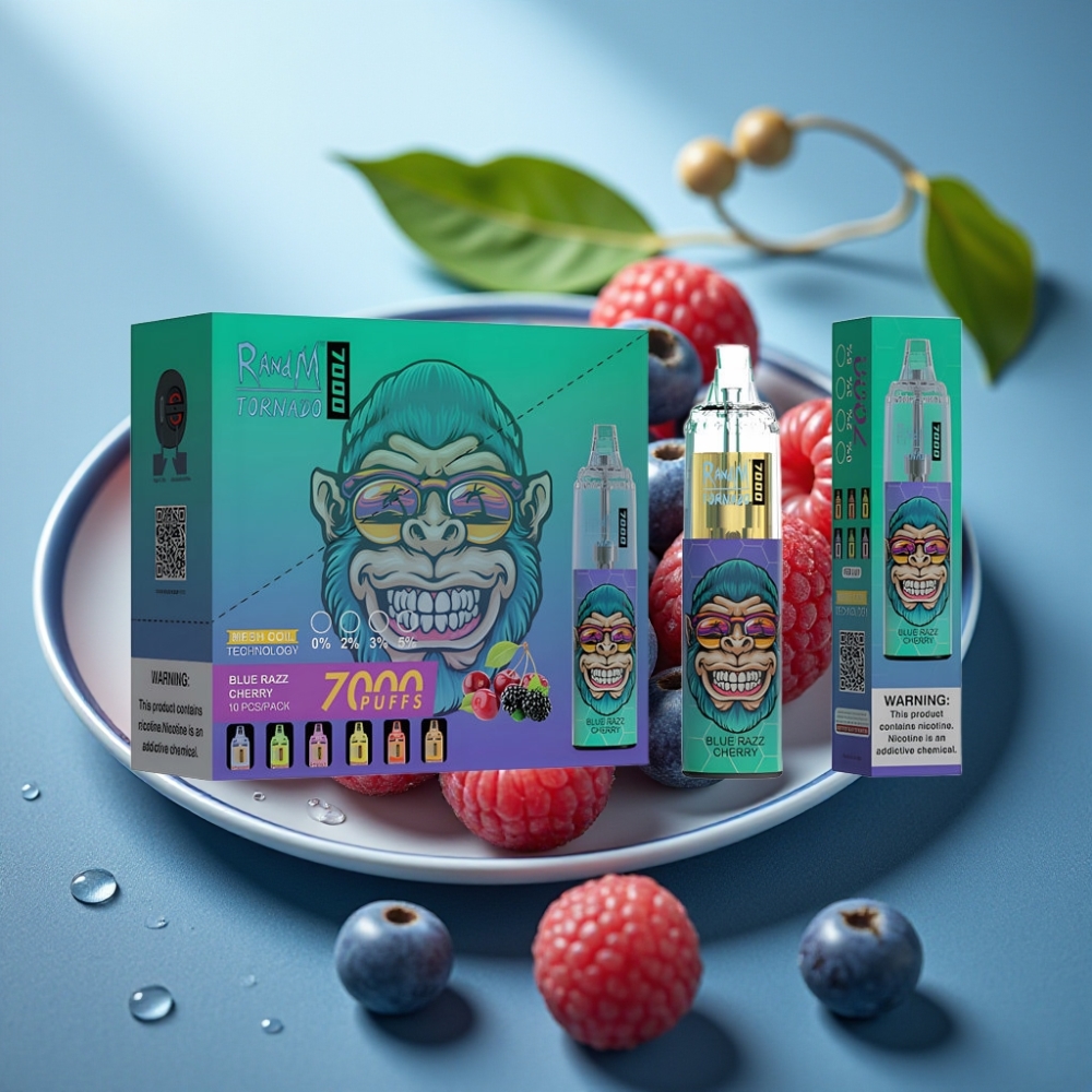Fumot Tornado 7000 Puffs 14ML Blue Razz Cereja Tipo-C RGB