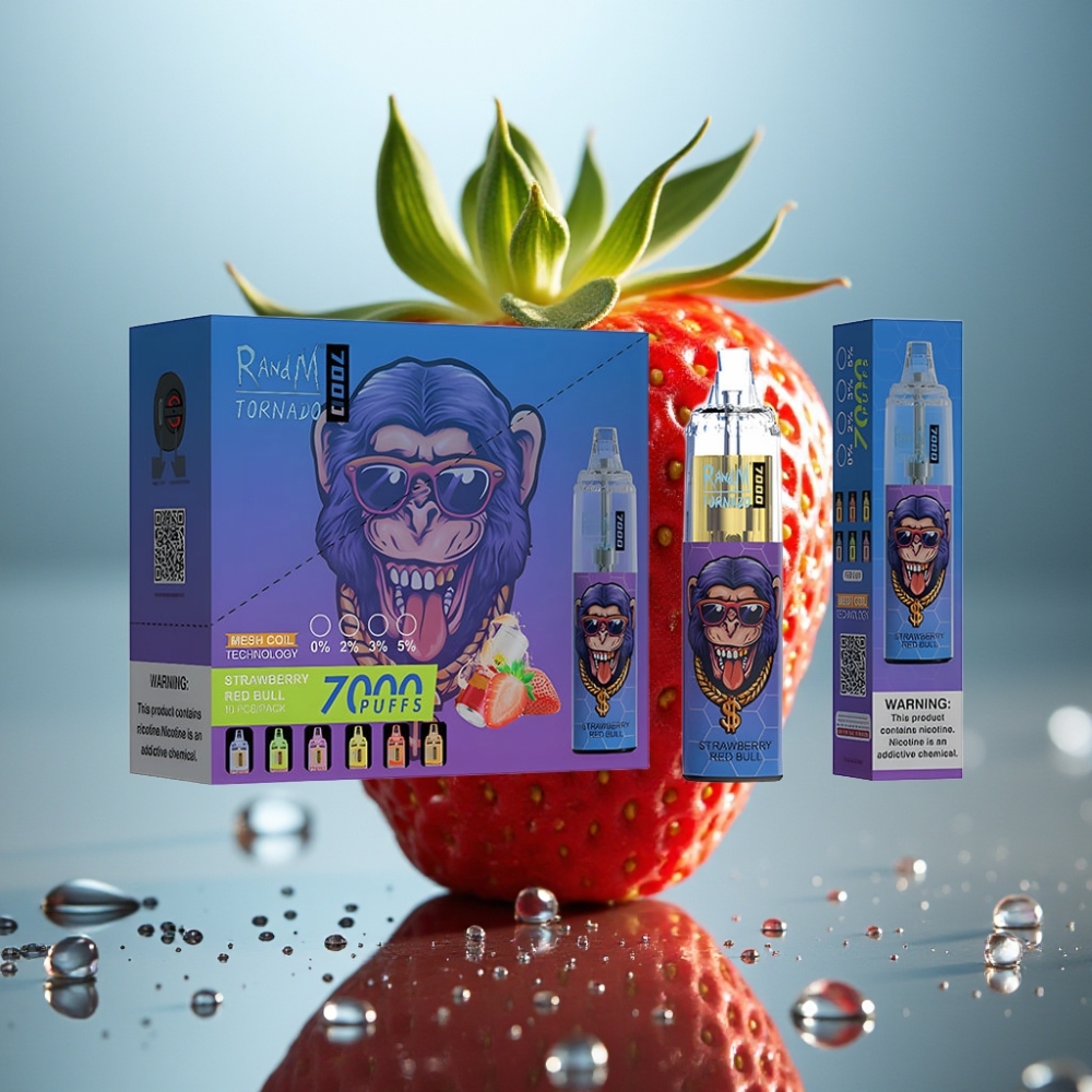 Fumot Tornado 7000 Puffs 14ML Morango Red Bull Tipo-C RGB
