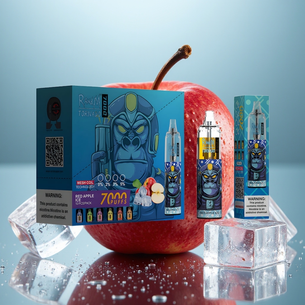 Fumot Tornado 7000 Puffs Disposable Vape Maçã Vermelha Gelada 14ML 850MAH Mesh