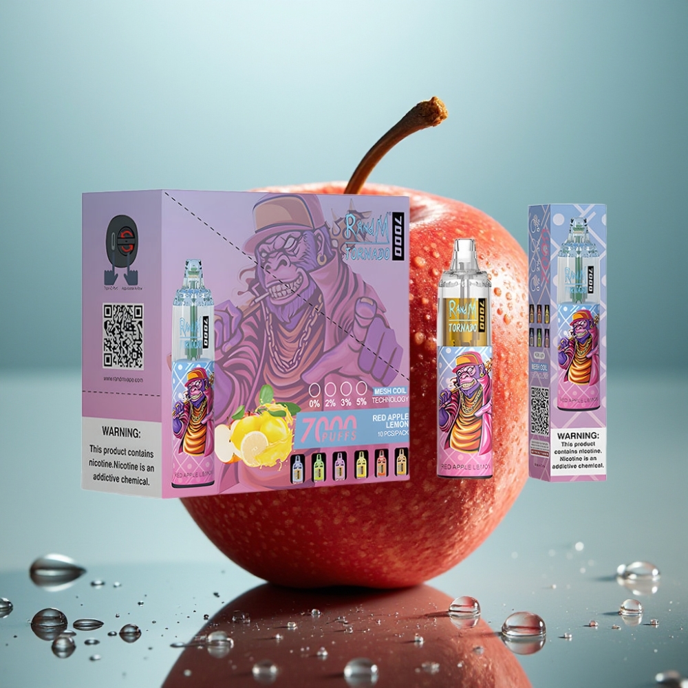 Fumot Tornado 7000 Puffs Disposable Vape Maçã Vermelha Limão 14ML 850MAH Mesh