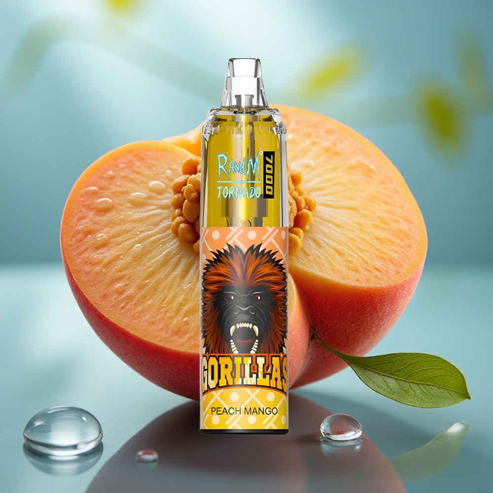Fumot Tornado 7000 Puffs Disposable Vape Pêssego Manga 14ML 850MAH RGB