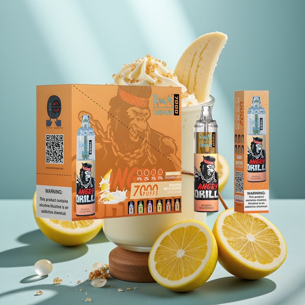 Fumot Tornado 7000 Puffs Vape Descartável Banana Milkshake 14ML Mesh 5 Nic