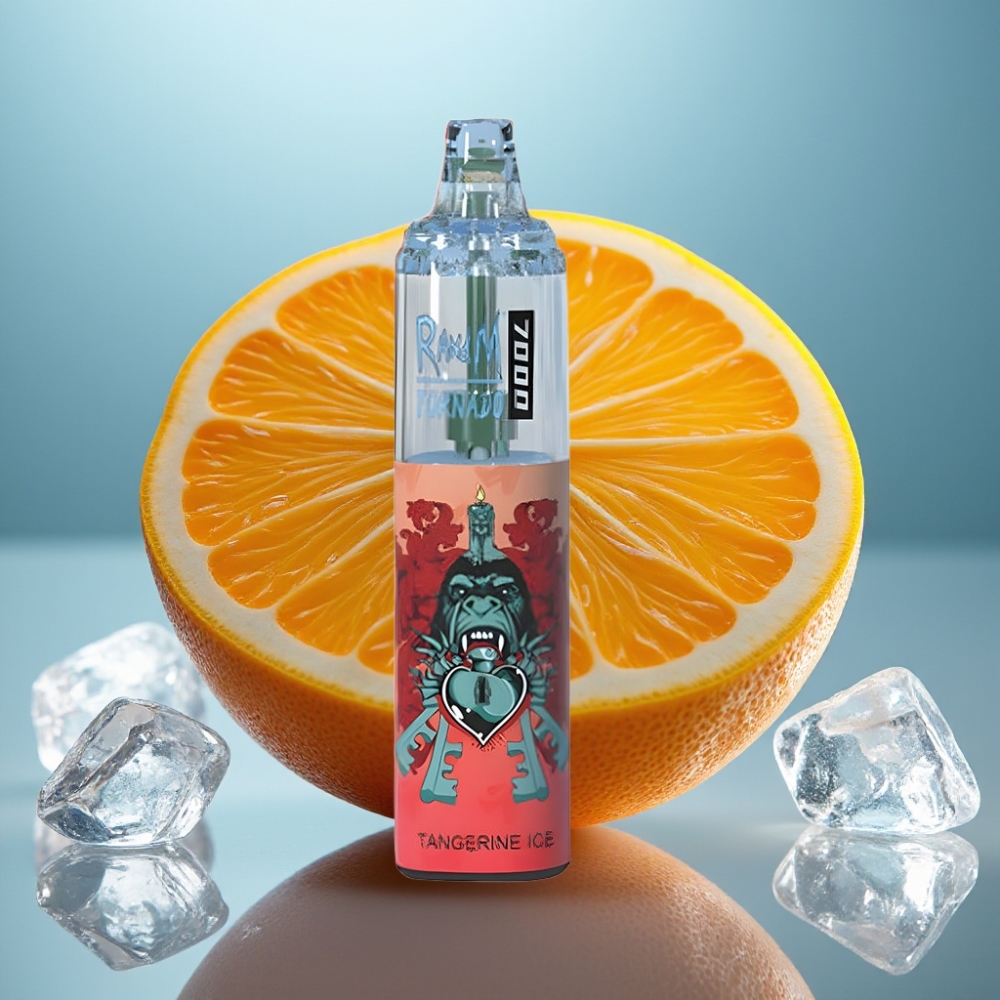 Fumot Tornado 7000 Puffs Vape Tangerina Gelo 14ML Mesh RGB Tipo-C