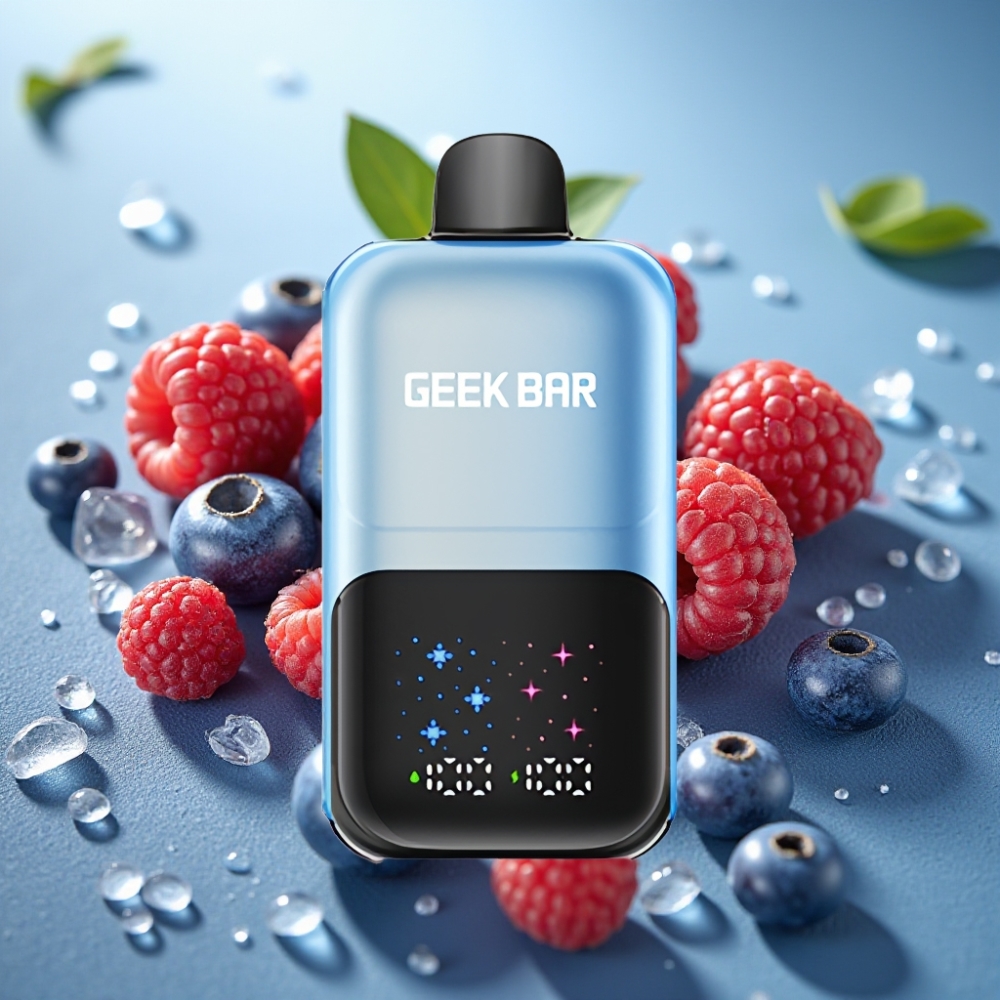 GEEK BAR 2GO 20ml 50K Puffs Série Dupla - Mirtilo Framboesa Gelo Tela Interativa Bateria Recarregável