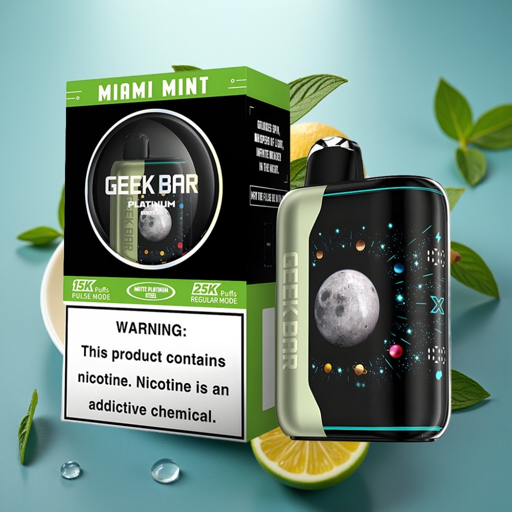 GEEK BAR Platinum Edition 25000 - Menta de Miami Tela 3D Recarga Rápida