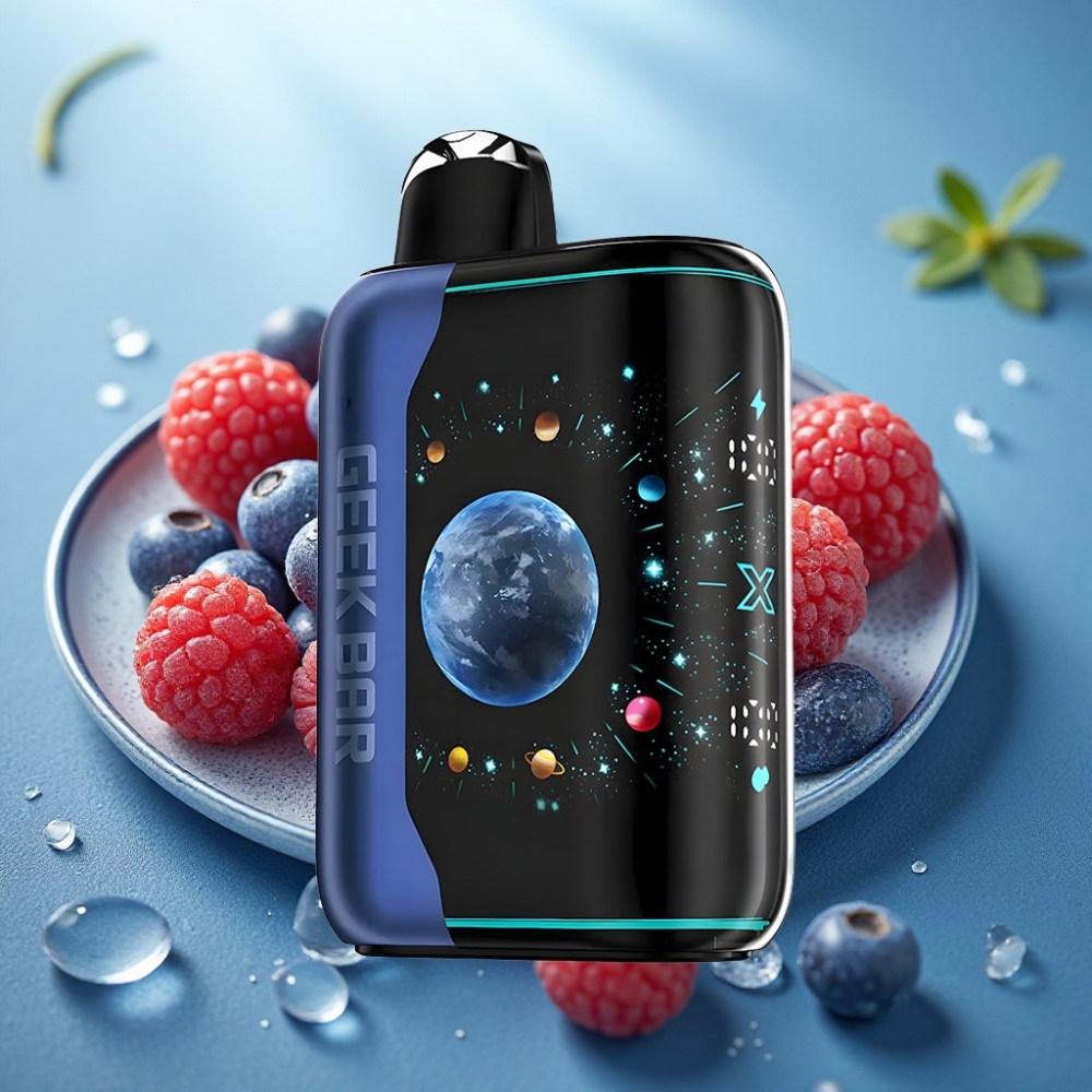 GEEK BAR Platinum Edition 25000 Tragável Blue Razz Ice – Tela 3D Dual Mesh 2 Nic