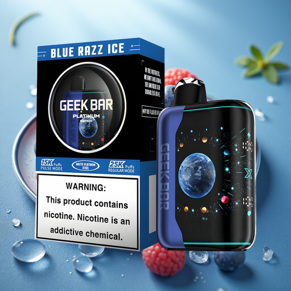 GEEK BAR Platinum Edition 25000 Tragável Blue Razz Ice – Tela 3D Dual Mesh 2 Nic
