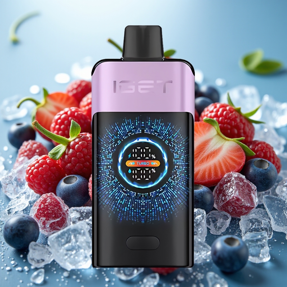 IGET ONE 12000 Puffs Disposable Vape Frutas Vermelhas Geladas 2700mAh Tela Colorida