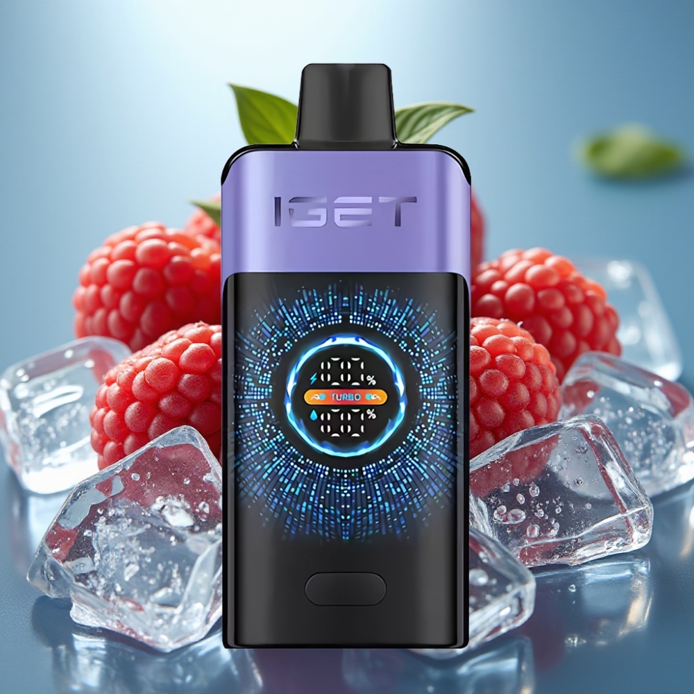 IGET ONE 12000 Puffs Vape Descartável - Framboesa Uva Gelo Tela Colorida 2700 mAh