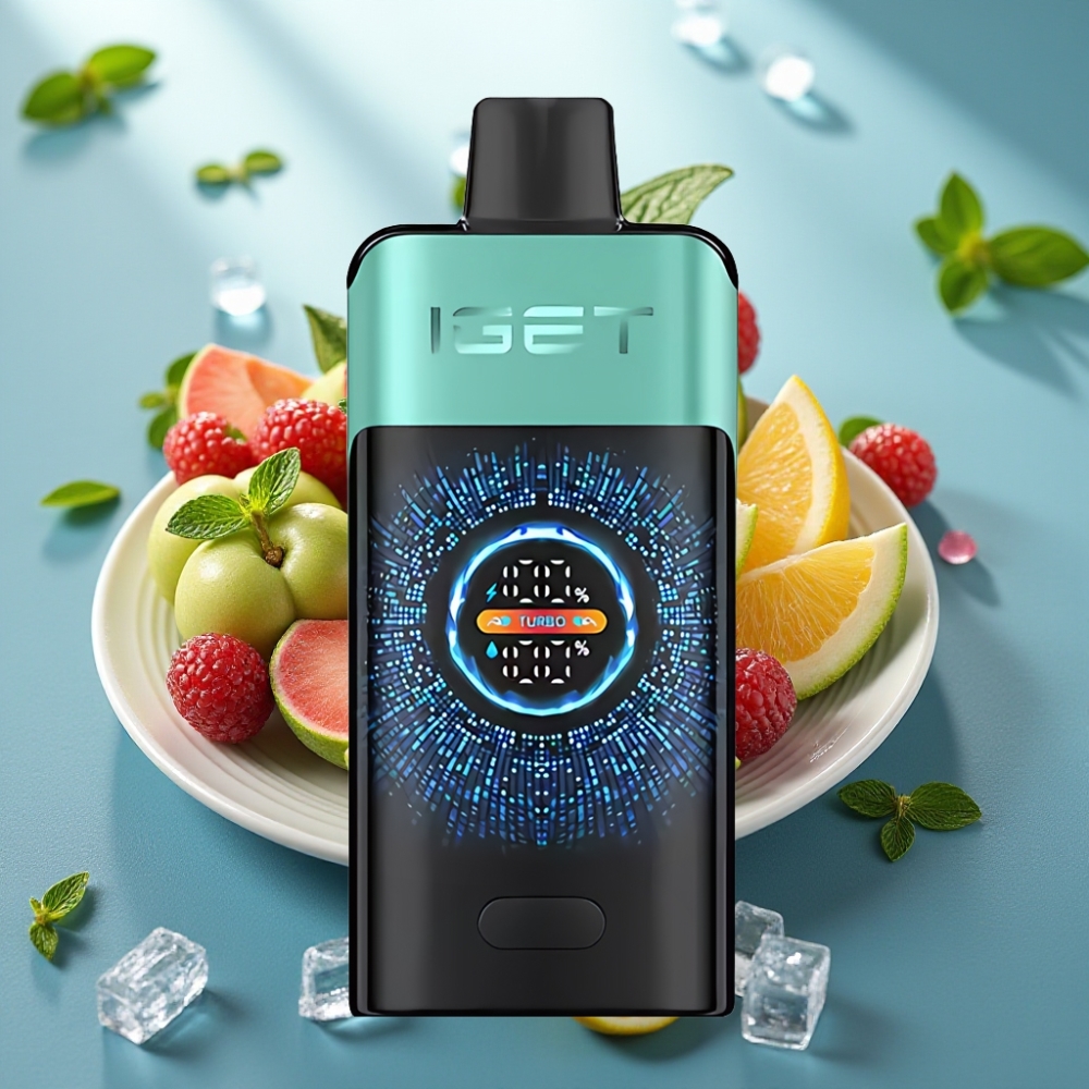 IGET ONE 12000 Puffs Vape Descartável - Menta Fresca da Montanha 2700 mAh Tela Colorida