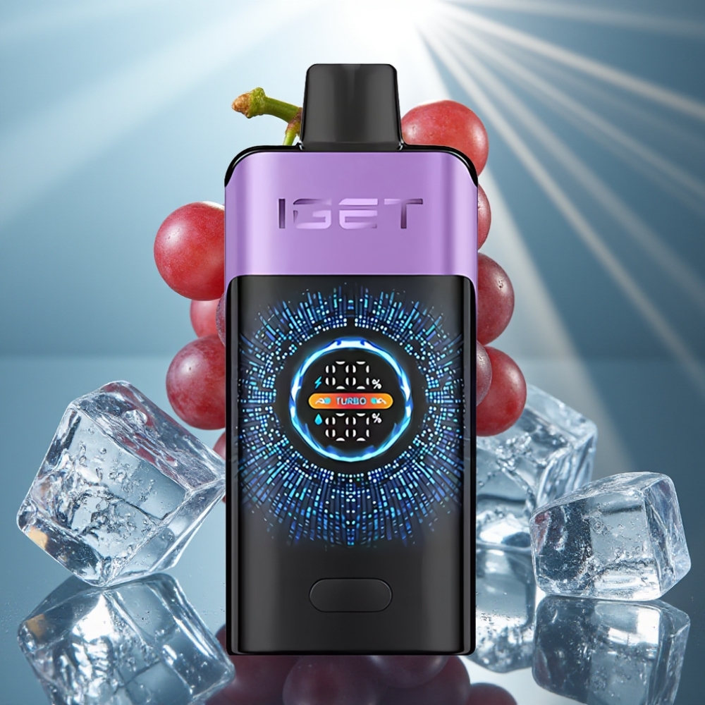 IGET ONE 12000 Puffs Vape Descartável Grape Ice 2700mAh Tela Colorida