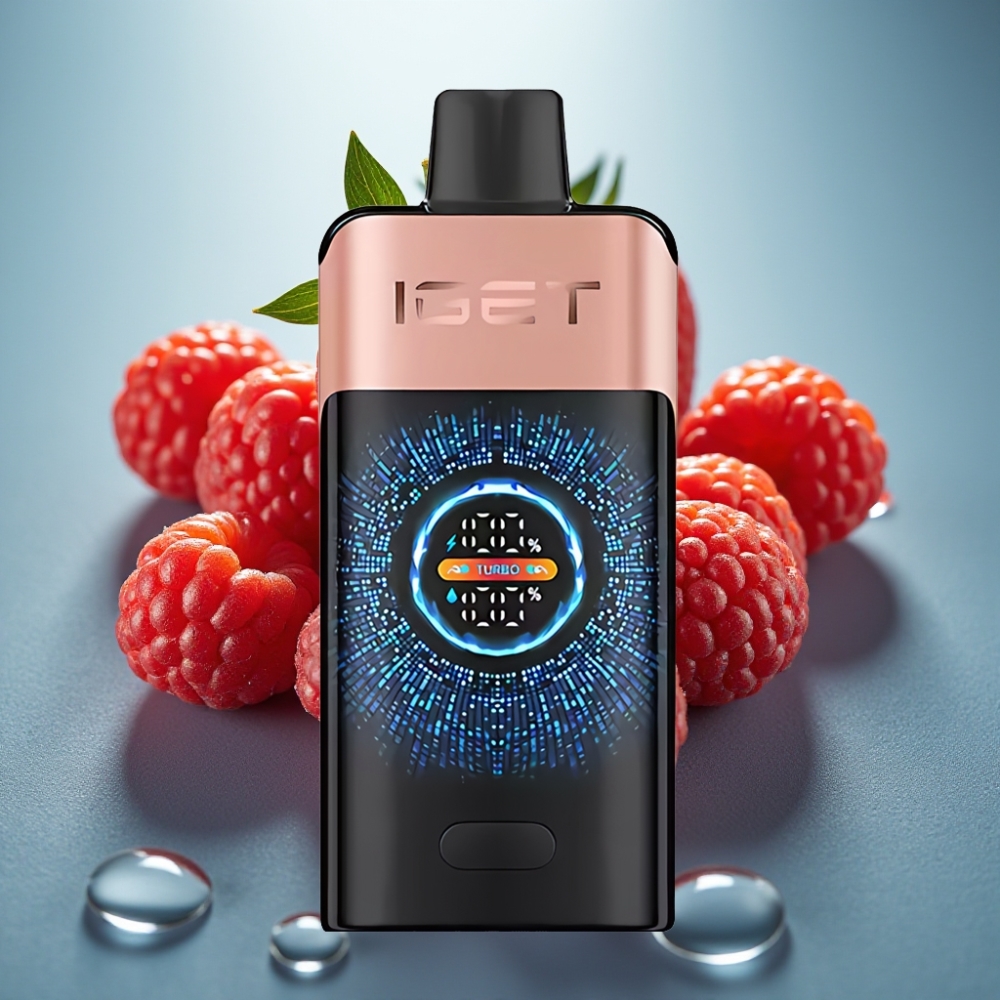 IGET ONE 12000 Puffs Vape Descartável Morango Framboesa 2700mAh Tela Colorida