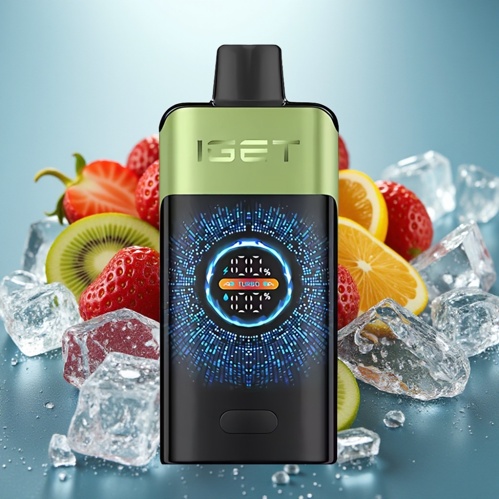 IGET ONE 12000 Puffs Vape Descartável Morango Kiwi Gelo - 2700mAh Tela Colorida