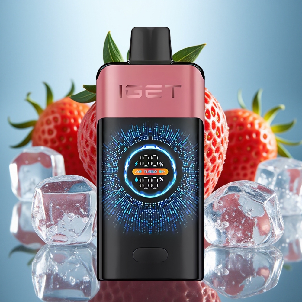 IGET ONE 12000 Puffs Vape Descartável Sabor Morango e Romã Gelo com Tela Colorida e 2700 mAh