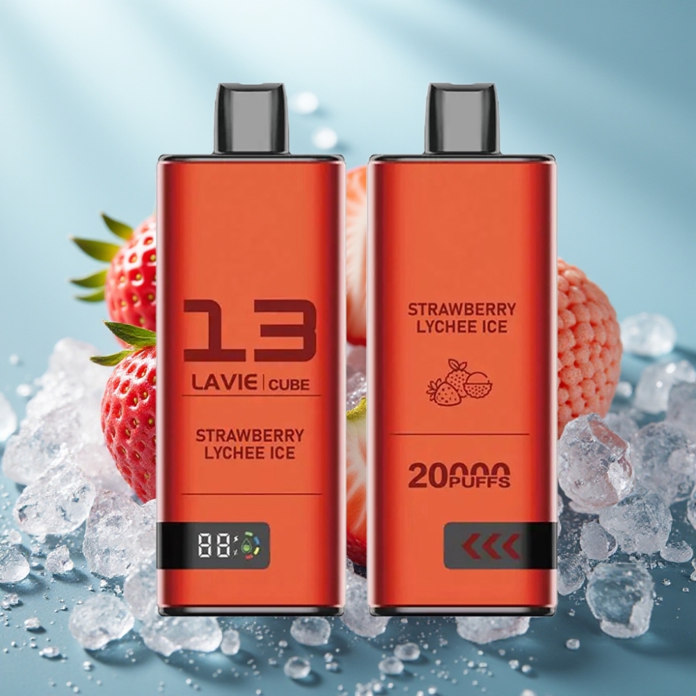 Lavie Cube 20000 Puffs Vape Descartável Morango Lichia Gelo 28ML 5 Nic