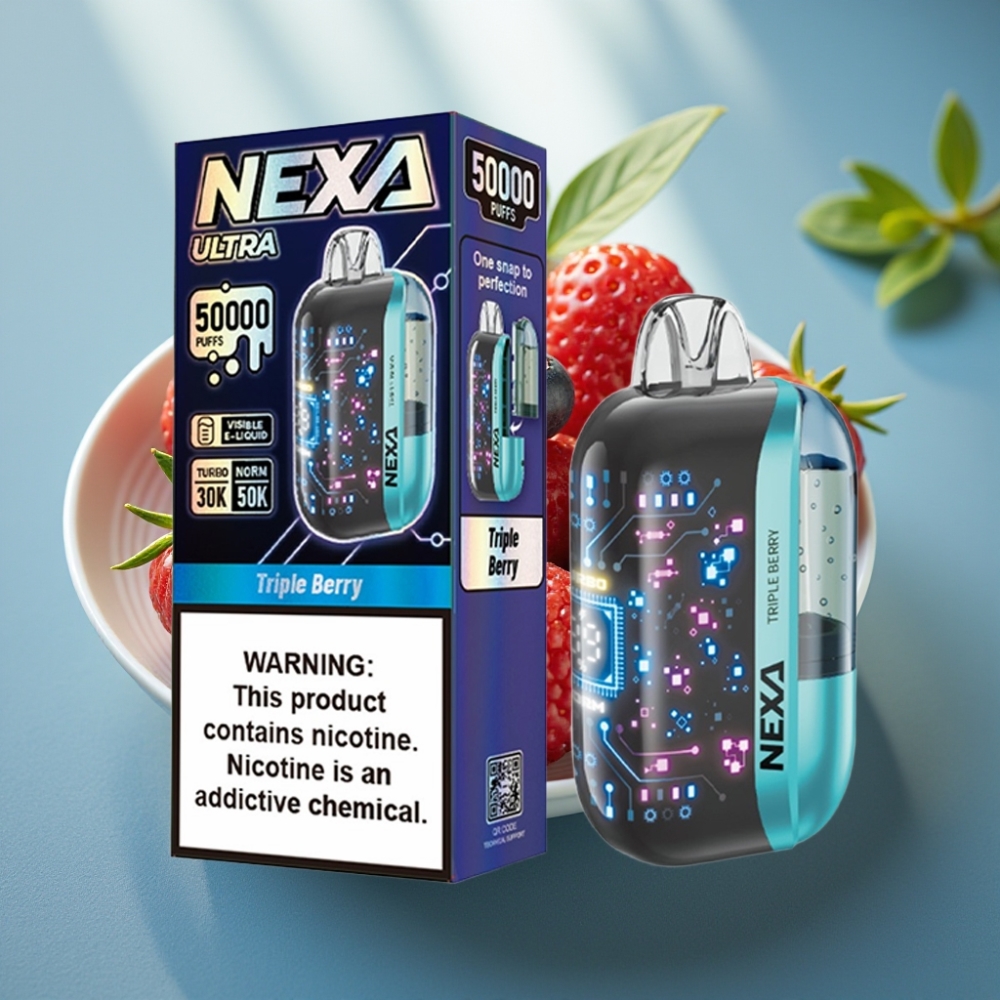 NEXA Ultra 50K Vape Descartável 20ml 5 Nicotina Sabor Frutas Vermelhas Triplas