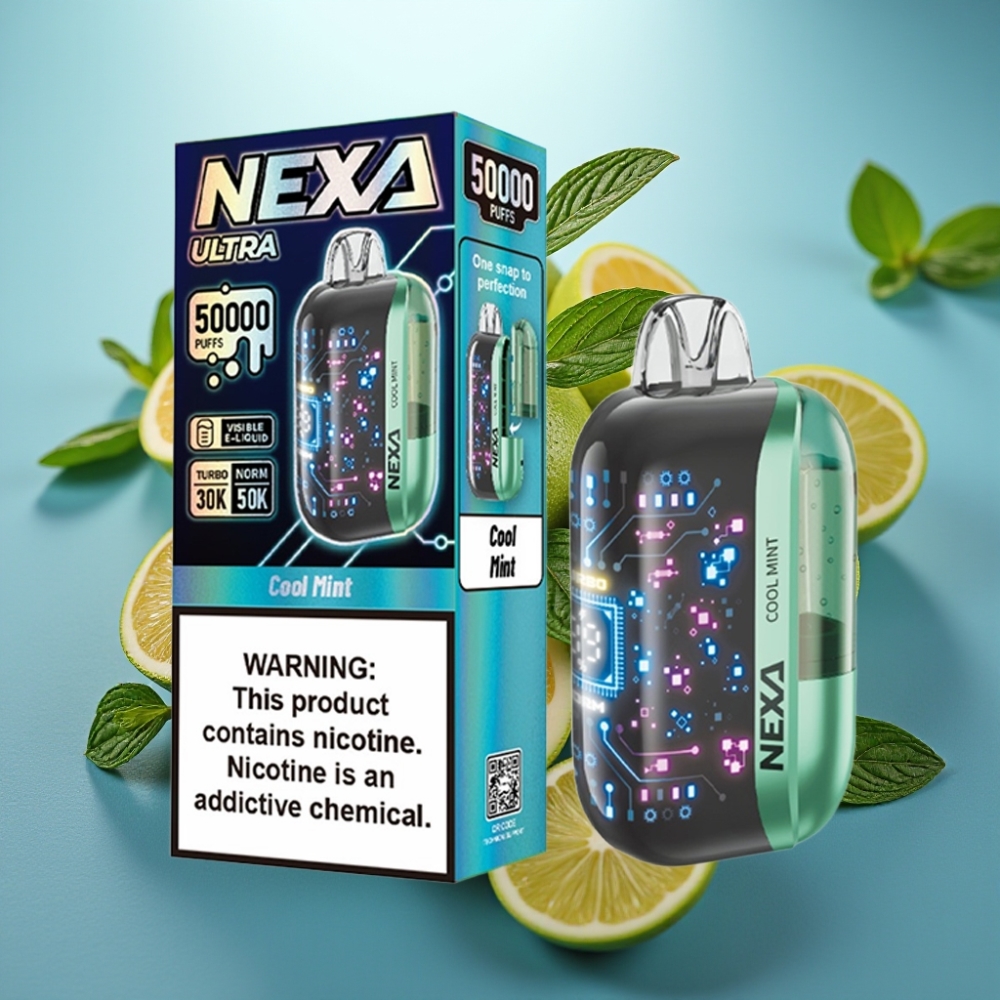 NEXA Ultra 50K Vape Descartável 20ml Hortelã Refrescante Tela 3D
