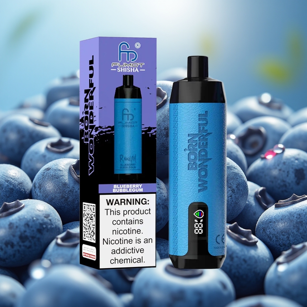 RandM Fumot Shisha 10000 Puffs Vape Descartável 18ml Blueberry Bubblegum