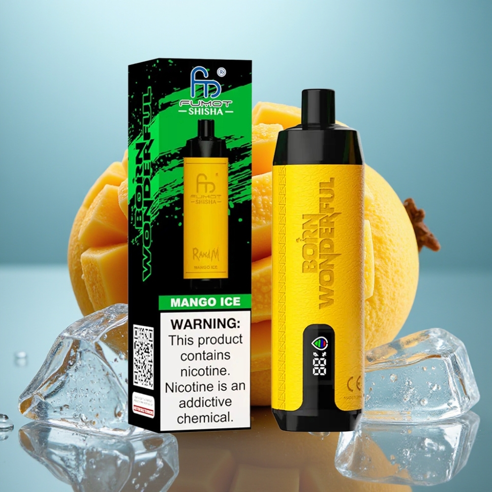 RandM Fumot Shisha 10000 Puffs Vape Descartável Manga Gelo 18ml 05 Nicotina