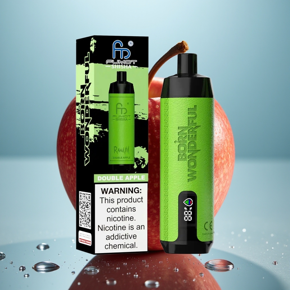 RandM Fumot Shisha 10000 Puffs Vape Descartável Maçã Dupla com LED e Tipo-C