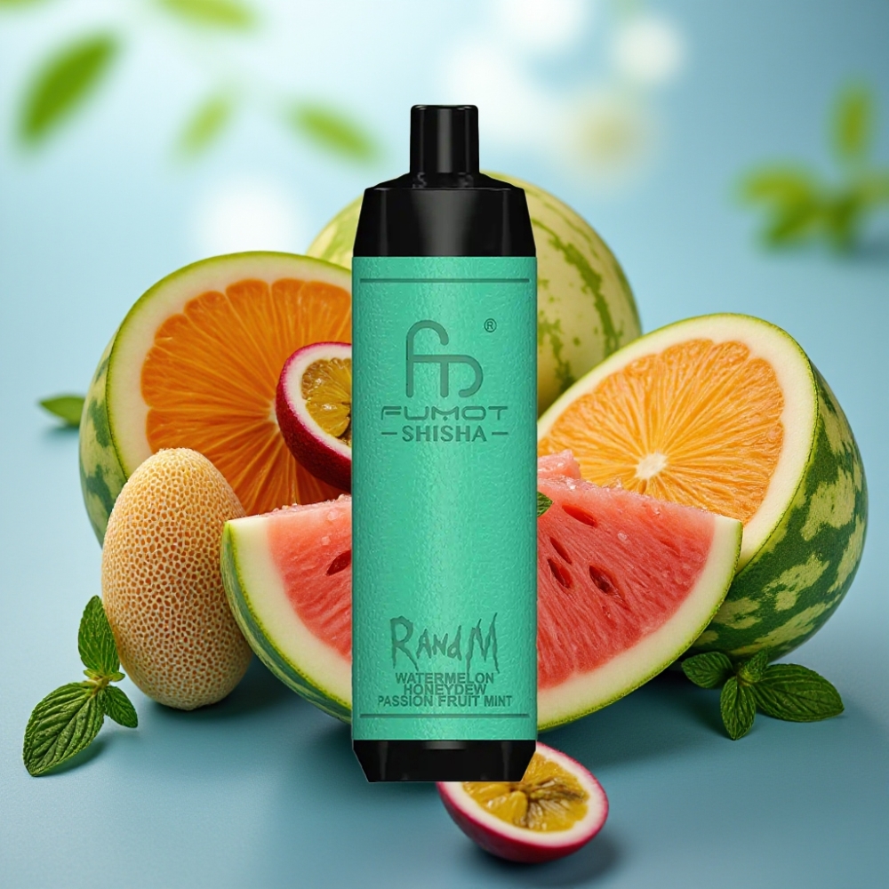 RandM Fumot Shisha 10000 Puffs Vape Descartável Sabor Melancia Melão Maracujá Menta