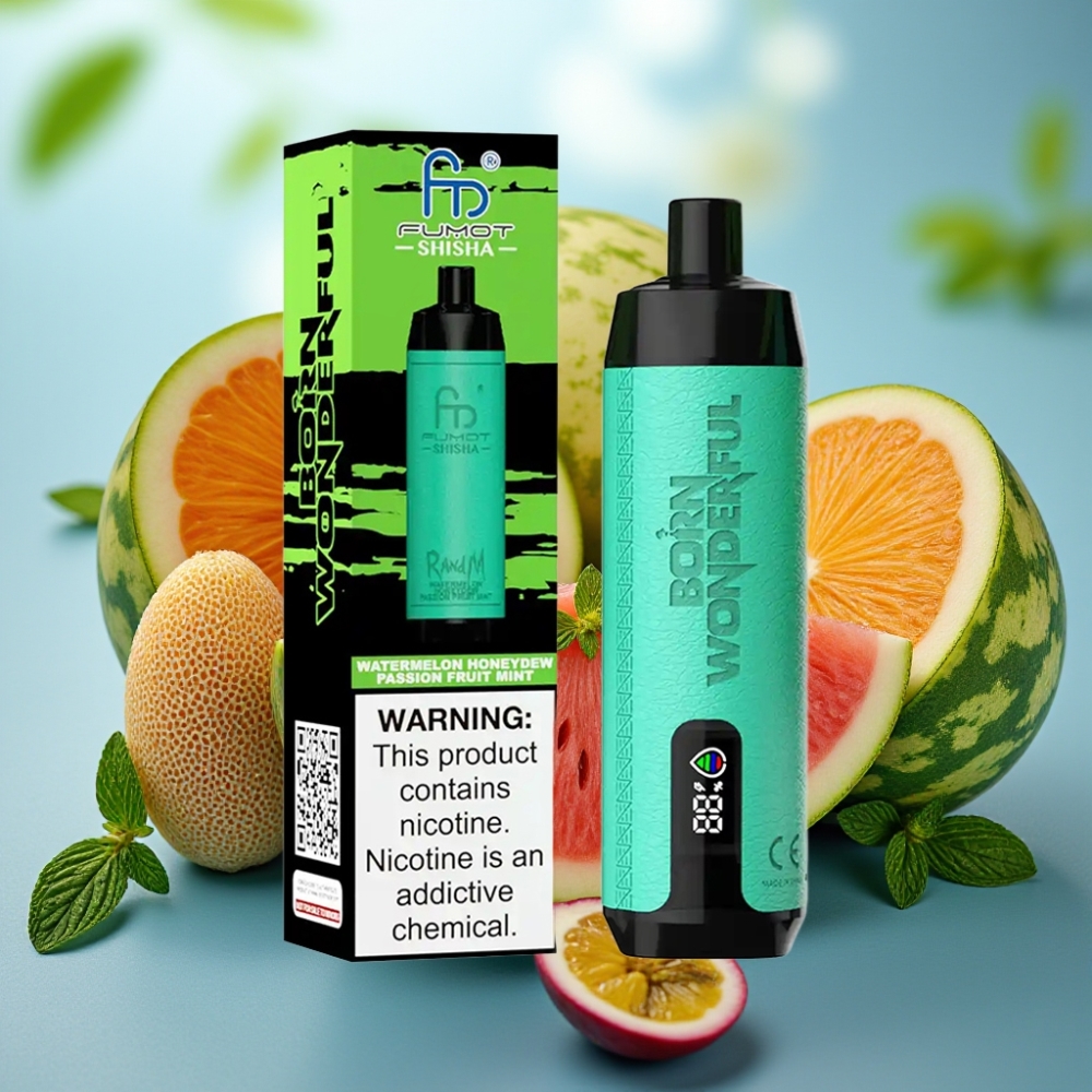 RandM Fumot Shisha 10000 Puffs Vape Descartável Sabor Melancia Melão Maracujá Menta