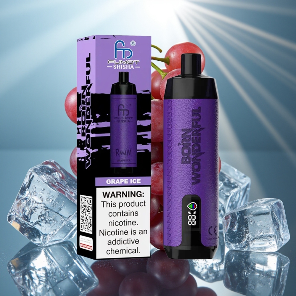 RandM Fumot Shisha 10000 Puffs Vape Descartável Uva Gelo 18ml 06ohm