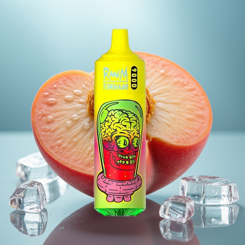 RandM Fumot Tornado 9000 Puffs Dispositivo Vaporizador Pêssego de Verão Gelo 18mL 850mAh